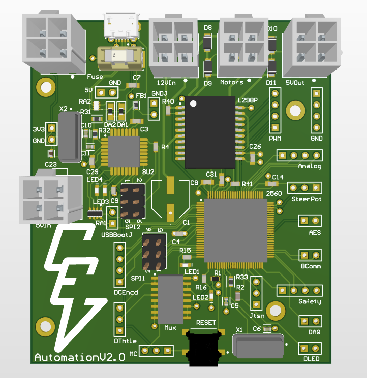 Cornell Electric Vehicles controller board 3D render