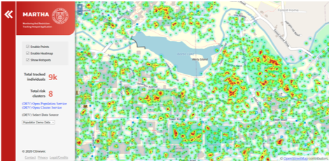 MARTHA contact-tracing dashboard map